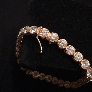 😘Bracelet 925 silver gold plate & 31 Rhinestones